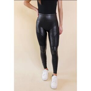 SPANX Faux Leather Moto Leggings – Black – Petite Small (S/P)